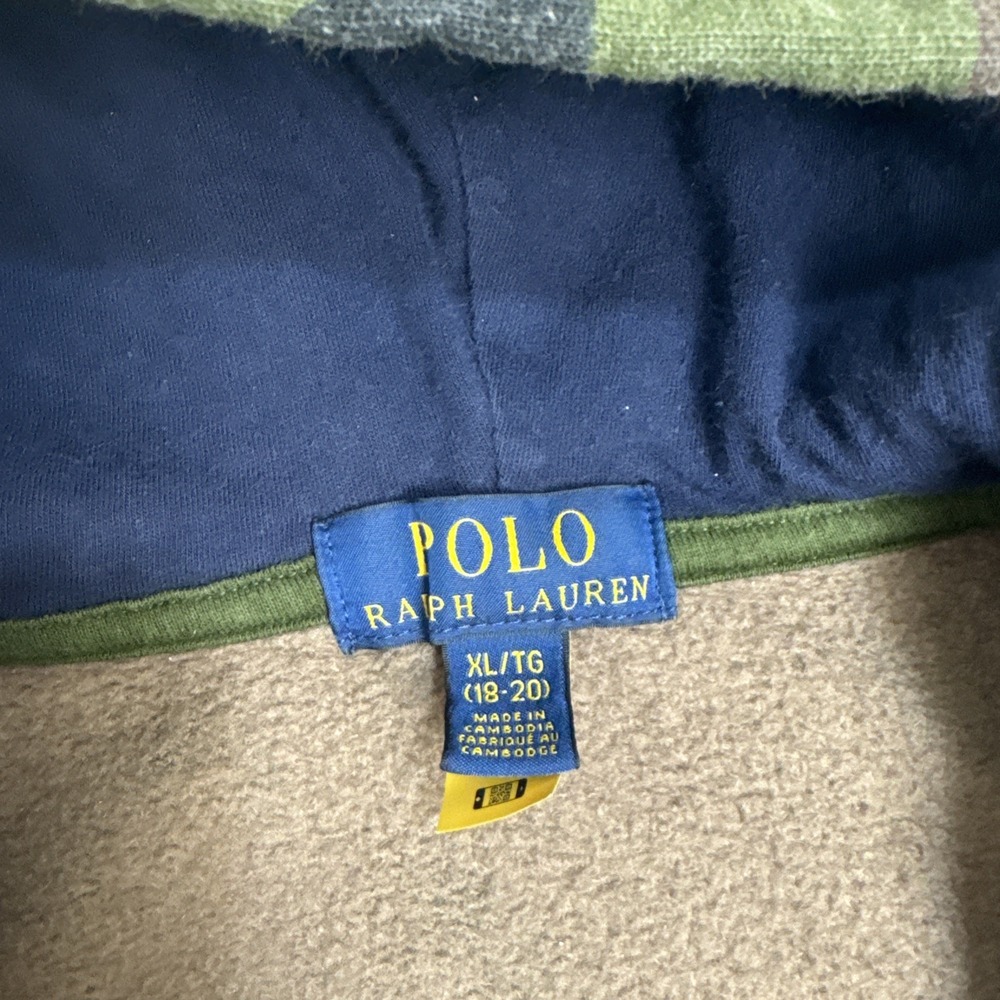 Polo Ralph Lauren Boys Hoodie XL (18-20) Multicolor Camo Fleece Lined Full Zip - Picture 5 of 10